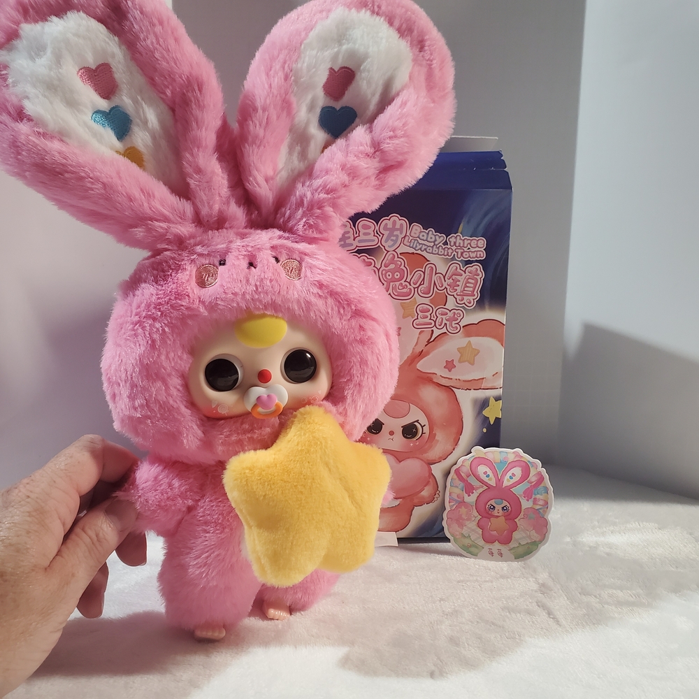 Plush Pink Bunny Doll with Star Accessory - Picture 1 of 13